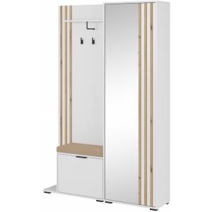 Garderoba do przedpokoju z lustrem LAMELE 131 cm biała matowa